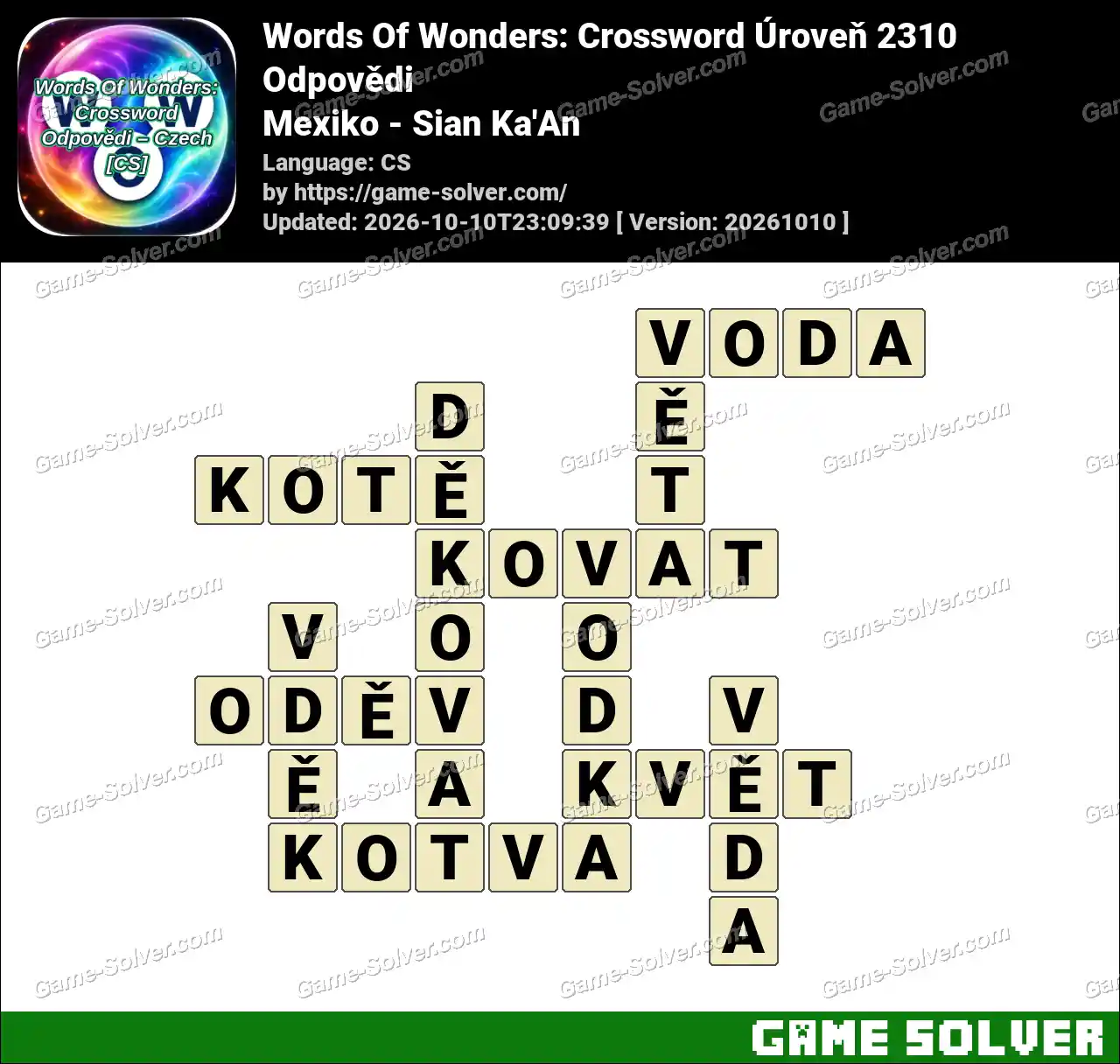 Words Of Wonders: Crossword Úroveň 2310 Odpovědi – Mexiko – Sian Ka’An